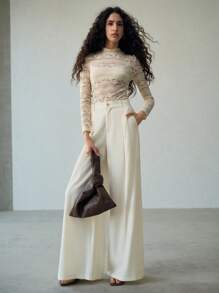 MOTF PREMIUM FOLD PLEATED WIDE LEG SUIT PANTS - Apricot - View 7