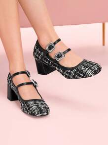 CUCCOO DOLLMOD 女士粗跟玛丽珍鞋，百搭优雅，适合春季、秋季和所有季节情人节 - 黑色 - 查看 4