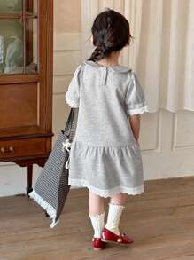 DAZY Young Girl Color Block Trim Short Sleeve Casual Dress