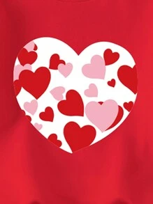 Young Girl Casual Heart Pattern Long Sweatshirt And Leggings 2 Pieces Clothes Outfit Set