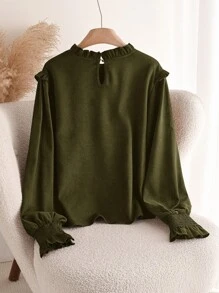 SHEIN Frenchy Plus Size Women's Casual Solid Color Shirt, Autumn/Winter