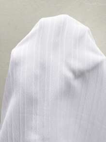 SHEIN Frenchy Plus Size Casual Elegant Open Shoulder Textured Panel Ruffled Trim 3/4 Sleeve Blouse - White - View 3