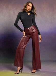 Hauture Twist Detail Long Sleeve Solid Jersey Bodysuit, Going Out Tops, Date Night Tops