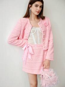 MOTF STUDIO TWEED STEREO FLORAL JACKET & SKIRT,VALENTINE'S DAY OUTFIT,SPRING/SUMMER