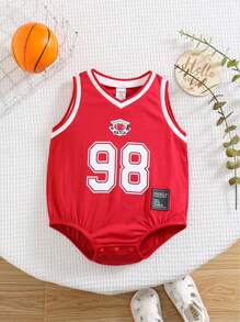 SHEIN Pelele informal deportivo para recién nacido unisex, con gráfico de letra cute