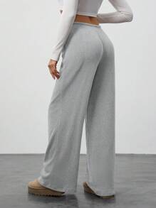 SHEIN Tall 秋季女装、阔腿运动裤、卡其色、低腰裤、舒适裤、休闲裤、宽松裤、女式裤子、棕色裤子、女式下装、街头服饰、冬装