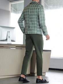 Manfinity Mode 男士西装套装包括夹克和裤子，简约时尚休闲日常穿着 - 彩色 - 查看 2