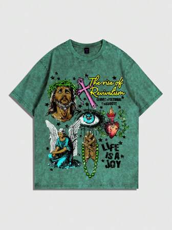 Street Life Camiseta de manga corta con gráfico retro impreso para hombre