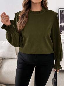 SHEIN Frenchy Plus Size Women's Casual Solid Color Shirt, Autumn/Winter