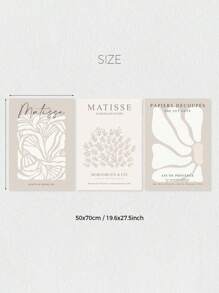 Conjunto de 3 impresiones de arte de pared de lienzo estilo bohemio neutral de Matisse - Impresión beige de Matisse, impresión gris beige salvia de Matisse, póster minimalista de Matisse - Arte floral para la pared, regalos artísticos para el dormitorio, sala de estar y pasillo - Arte de pared, decoración de pared, decoración de invierno, decoración de habitación, sin marco