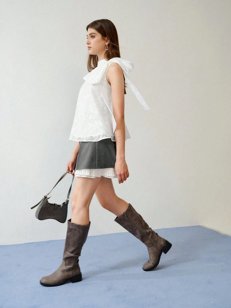 MOTF STUDIO BOW DECOR SLEEVELESS BLOUSE, VALENTINE'S DAY,SPRING/SUMMER