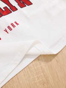 SHEIN Teen Girls 3-Piece Tank Top Mesh T-Shirt And Shorts Set - Red - View 3