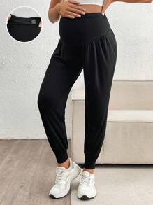 SHEIN Adjustable Solid Color Pregnant Women Leggings