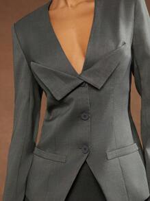 Hauture Veste régulière à la mode pour femmes, monobloc, manches longues, couleur unie