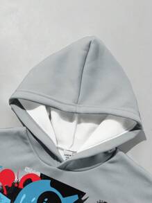 GraphicGems Tween Boy Graphic Print Pullover Hoodie, Comfy Casual School Sports Sweatshirt With Colorful Game Console Design, Suitable For Spring/Autumn Outdoor Activities