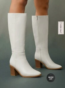 SHUZIA Botas altas hasta la rodilla de ancho de caña y ajuste ancho para mujer, nuevo regalo de año nuevo, día de San Valentín, zapatos de verano - Beis - Ver 8