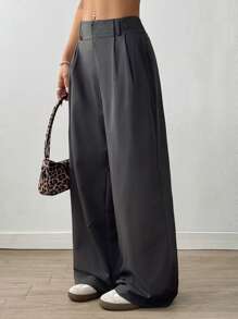 Flirla 女式阔腿低腰西装面料裤