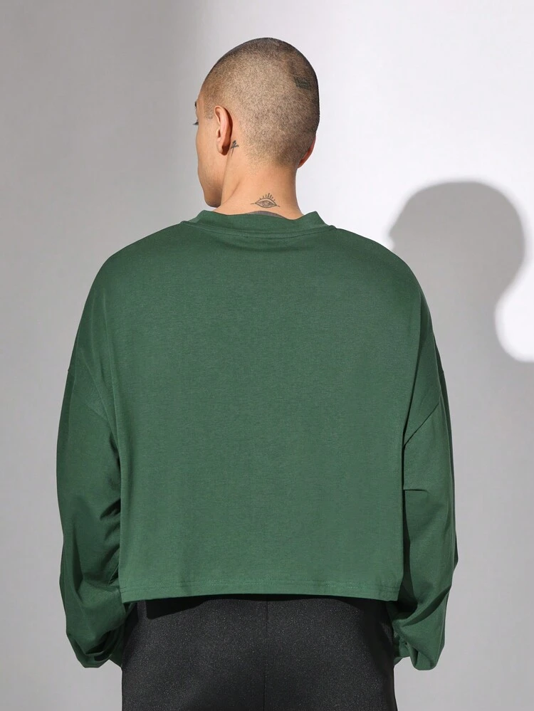 T-shirt da uomo oversize classica e comoda a maniche lunghe con grafica in caratteri arabi