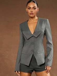 Hauture Veste régulière à la mode pour femmes, monobloc, manches longues, couleur unie