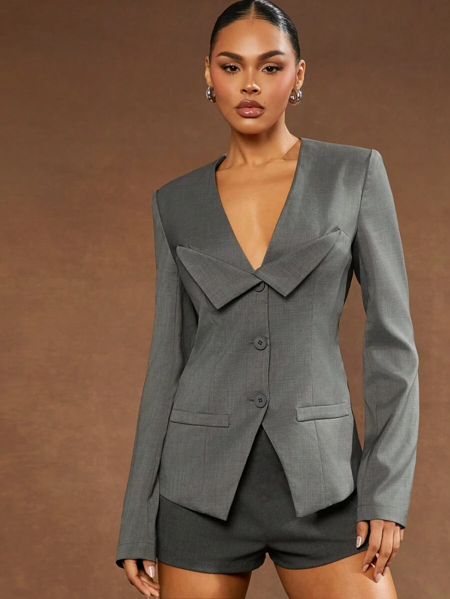 Hauture Veste régulière à la mode pour femmes, monobloc, manches longues, couleur unie