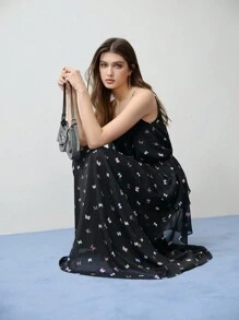 MOTF STUDIO BUTTERFLY PRINT RUFFLE TRIM FLOWY DRESS,VALENTINE'S DAY OUTFIT,SPRING/SUMMER - Multicolor - View 7