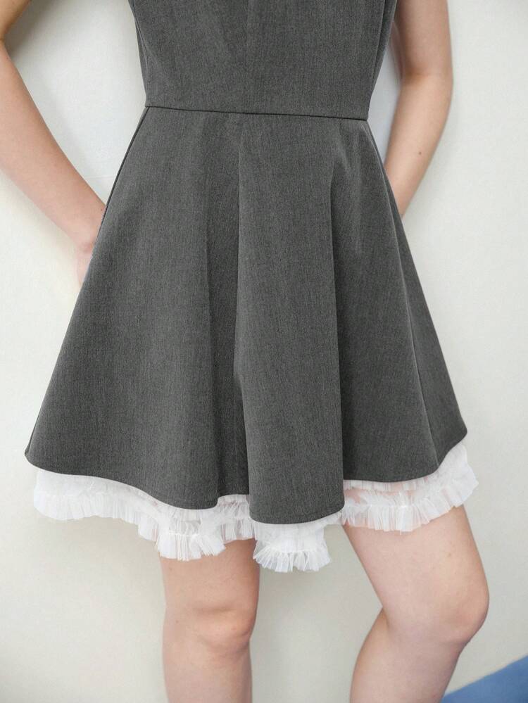 MOTF STUDIO CONTRAST MESH FLARE COCKTAIL DRESS,VALENTINE'S DAY OUTFIT,SPRING/SUMMER