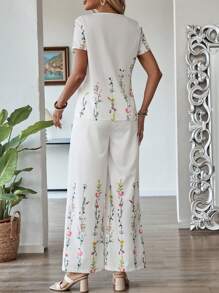 EMERY ROSE Women 2pcs/Set Printed Casual & Fashionable Daily Wear Sets