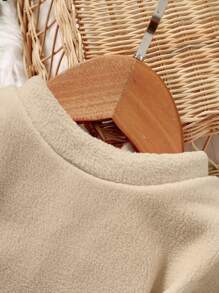 SHEIN Vestido corto informal para bebés con mangas largas, diseño de moño y color liso