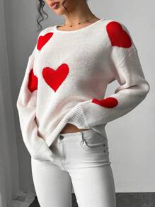 Chiquease Fashionable Sexy Valentine's Day Backless Heart Jacquard Sweater Fall Winter Cloth For Women - White - View 3