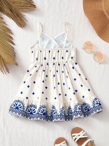 Travachic KIDS Baby Girl Summer Floral Print Strap Vacation Dress, Mommy And Me Matching Outfits (2 Pieces Sold Separately)