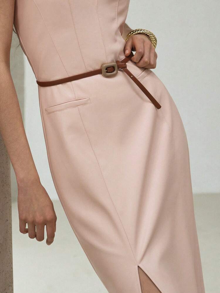 THIGH SLIT TUBE DRESS