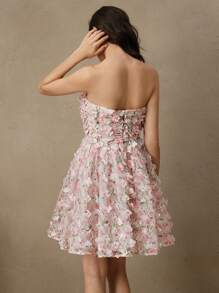 Anewsta Sommer Frauen Festival Lässig Floral 3D Blütenblatt Muster Mini Kleid