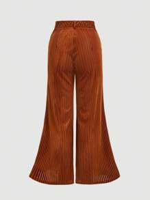 Quần ống loe màu nâu thường ngày có túi trước cổ điển, quần mùa đông, quần retro, ngày lễ, quần nhung - màu nâu - Xem 2