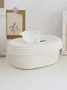 1pc Multi-Functional Weaved Tissue Box, Pastoral Style Napkin Storage Container For Paper Towels, Sundries, Desktop Storage,Home Usehome Decor(Available In Multiple Colors) - Multicolor - View 3