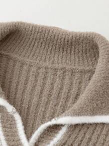 Chiquease 优雅女士纽扣半襟长袖毛衣裙，秋冬 - 香檳色 - 查看 6