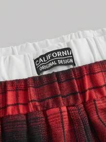 SHEIN MOD Pantalones rectos de talla grande con doble cintura a cuadros, estilo casual