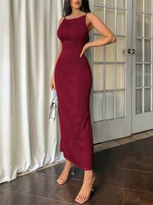 Firerie Women Apricot Color Backless Sleeveless Long Dress,Summer Dresses
Spring Clothes - Burgundy - View 5