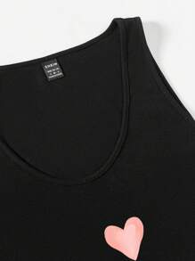 EMERY ROSE Women's Casual Leopard Print Heart Tank Top Mini Dress Suitable For Going Out Chic Dress - Black - View 6