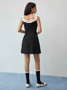MOTF STUDIO COLORBLOCK RUFFLE TRIM OFF SHOULDER DRESS