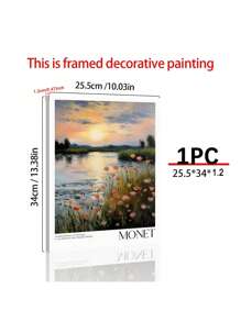 SHEIN Áp phích Claude Monet - Nghệ thuật treo tường hiện đại giữa thế kỷ để trang trí phòng thẩm mỹ _ Tranh in Monet làm quà tặng cho bạn thân _ Áp phích triển lãm Monet _ Bộ 1 _ Áp phích vải _ Trang trí tường vải cho nhà, phòng khách - Nhiều màu - Xem 3