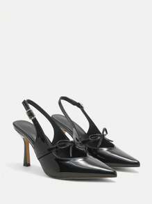 CUCCOO CURVES Fashionable Elegant Plus Size Wide Toe High Heel Pumps Spring Shoes Spring Break Easter - Black - View 2