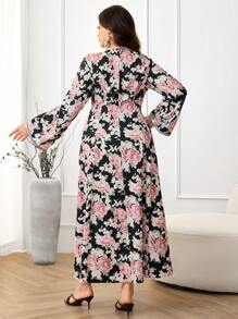 Al Najma Plus Size Feminino Turco & Árabe Estilo Longo Kaftan - Multicolorido - Ver 2