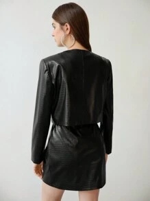 MOTF STUDIO CROCODILE EMBOSSED BOXY JACKET & SKIRT,SPRING/SUMMER