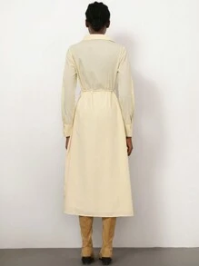 Aveloria Modichic Elegant Vacation Fashion Dress With Palm Tree Embroidery And Beaded Waist Tie, Long Sleeve Fall Cloth For Women - Apricot - View 4