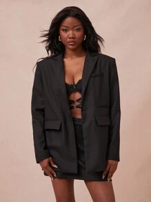 SHEIN Unity Váy ngắn cạp cao công sở mùa xuân Lễ hội mùa hè Trang phục thường ngày văn phòng Siren Brunch Gyaru cho phụ nữ - màu đen - Xem 7