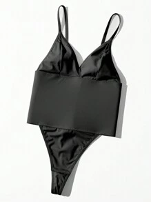 1 Peça Bodysuit Feminino Minimalista e da Moda, Casual e Diário - Preto - Visão 7