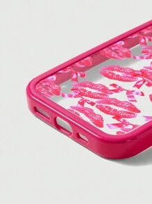 ROMWE Fairycore 1pc Pink Lip Pattern Phone Case For IPhones 11, 12, 13, 14, 15 Pro Max 16 - Multicolor - View 3