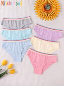 6 件套 少女纯色彩虹弹力腰带时尚潮流比基尼内裤 - 彩色 - 查看 1