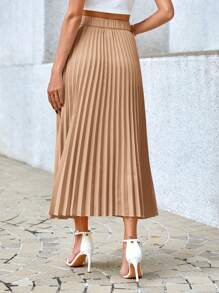 SHEIN Privé 女士纯色高腰长款褶皱优雅 A 字裙