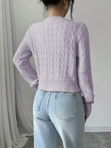 Elenzga 女士纯色 V 领长袖休闲针织毛衣，秋冬